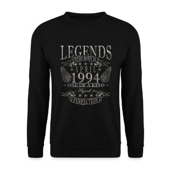 Legenden Werden Im April 1994 Geboren - 1994 - Unisex Pullover - Schwarz - Vorne - Alina (178cm) & Michal (187cm)