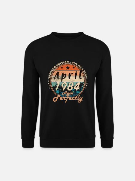 April 1984 Jahrgang Geburtstag Vintage Retro - Unisex Pullover - Schwarz