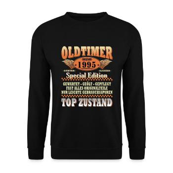 Vintage 1995 Geburtstagsgeschenk 1995 Baujahr - Unisex Pullover - Schwarz - Vorne - Alina (178cm) & Michal (187cm)