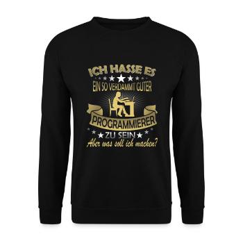 Lustiger Spruch Programmieren Programmier - Unisex Pullover - Schwarz - Vorne - Alina (178cm) & Michal (187cm)