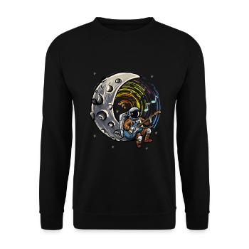 Astronaut Guitarre Mond - Gitarre Weltall - Unisex Pullover - Schwarz - Vorne - Alina (178cm) & Michal (187cm)