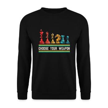 Chess Saying Choose Your Weapon Chess Player - Unisex Sweatshirt - black - Front - Alina (178cm) & Michal (187cm)