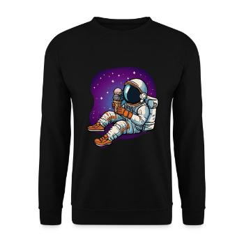 Astronaut Sonnensystem Planeten Eis Eiskugeln - Unisex Pullover - Schwarz - Vorne - Alina (178cm) & Michal (187cm)