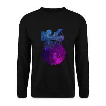 Astronaut playing piano in space moon - Unisex Sweatshirt - black - Front - Alina (178cm) & Michal (187cm)