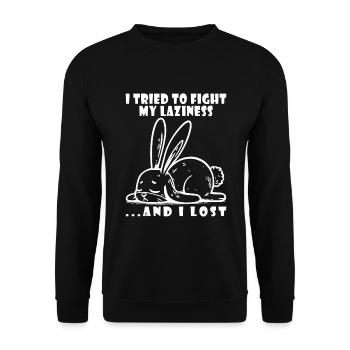 Lapin, Matin Grognon, Paresse, Se Détendre, Sommeil Paresseux - Sweat-shirt Unisexe - noir - Devant - Alina (178cm) & Michal (187cm)