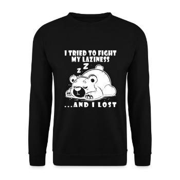 Ours Matin Grognon Paresse Froid Paresseux Sommeil Paresseux - Sweat-shirt Unisexe - noir - Devant - Alina (178cm) & Michal (187cm)