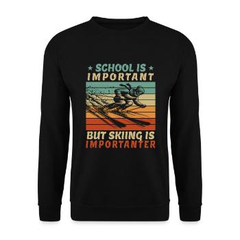 Ski skieur étudiant école ski cadeau - Sweat-shirt Unisexe - noir - Devant - Alina (178cm) & Michal (187cm)