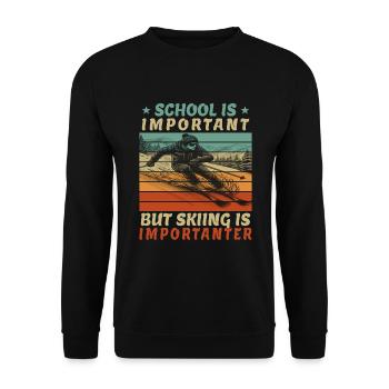 Schulkinder Freestyle Skifahrer Skiing Geschenk - Unisex Pullover - Schwarz - Vorne - Alina (178cm) & Michal (187cm)