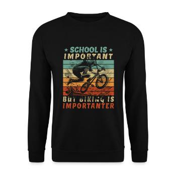 Schule ist wichtig, aber BMX ist wichtiger BMX - Unisex Pullover - Schwarz - Vorne - Alina (178cm) & Michal (187cm)
