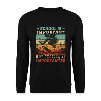 Student Skateboarder - Skateboard as Education - Unisex Sweatshirt - black - Front - Alina (178cm) & Michal (187cm)