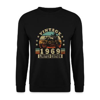 Vintage 1969 Retro Motorcycle Birthday Gift - Unisex Sweatshirt - black - Front - Alina (178cm) & Michal (187cm)