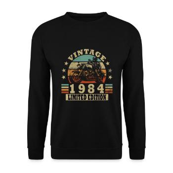 Vintage moto 1984 rétro cadeau d’anniversaire - Sweat-shirt Unisexe - noir - Devant - Alina (178cm) & Michal (187cm)
