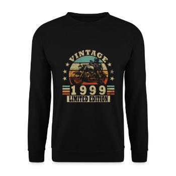 Vintage 1999 Retro Motorcycle Birthday Gift - Unisex Sweatshirt - black - Front - Alina (178cm) & Michal (187cm)
