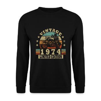 Motard Motard Moto Né En 1974 - Sweat-shirt Unisexe - noir - Devant - Alina (178cm) & Michal (187cm)