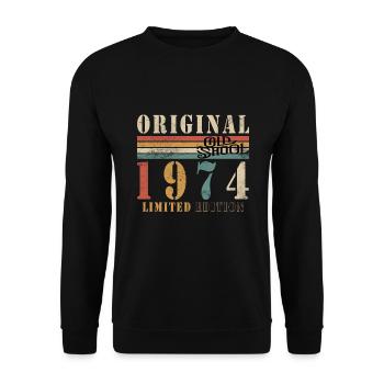Old School 1974 - Born 1974 - Unisex Sweatshirt - black - Front - Alina (178cm) & Michal (187cm)