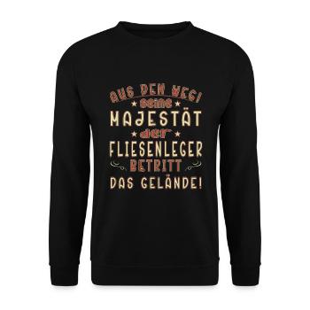 Fliesenleger Sprüche Fliesenlegen Fliesen - Unisex Pullover - Schwarz - Vorne - Alina (178cm) & Michal (187cm)