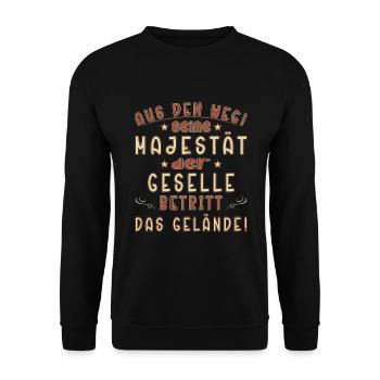 Geselle Sprüche Lehrling Handwerk Gesellenprüfung - Unisex Pullover - Schwarz - Vorne - Alina (178cm) & Michal (187cm)