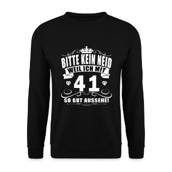41 Geburtstag 41 Jahre 41 Lebensjahr 41 Lebenalter - Unisex Pullover - Schwarz - Vorne - Alina (178cm) & Michal (187cm)