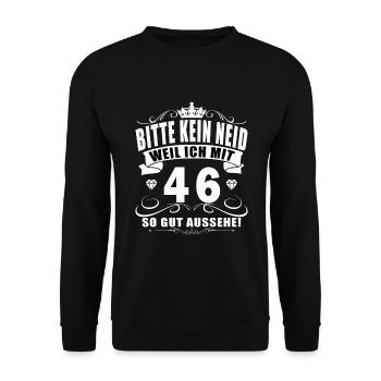 46 Geburtstag 46 Jahre 46 Lebensjahr 46 Lebenalter - Unisex Pullover - Schwarz - Vorne - Alina (178cm) & Michal (187cm)