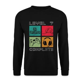 Level 7 complete Gaming Geburtstag - Unisex Pullover - Schwarz - Vorne - Alina (178cm) & Michal (187cm)
