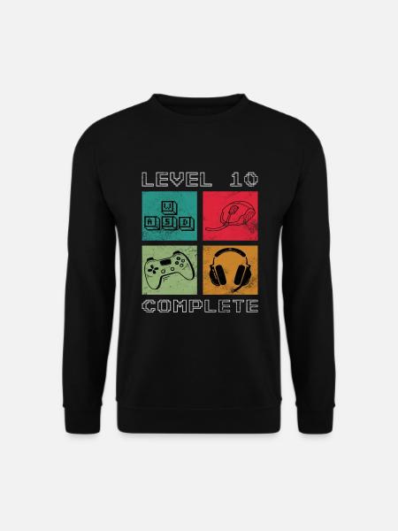 Level 10 Complete 10 Geburtstag 10 Jahre Gamer - Unisex Pullover - Schwarz