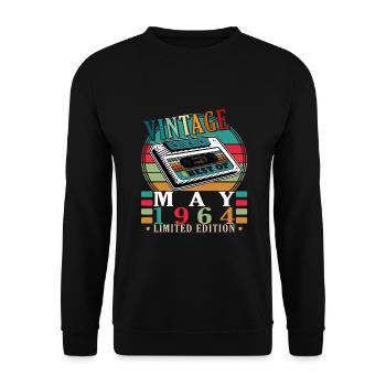 Mai 1964 Jahrgang Vintage Retro Geburtstag - Unisex Pullover - Schwarz - Vorne - Alina (178cm) & Michal (187cm)
