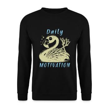 Daily Motivation - Tired Loafing Flamingo - Unisex Sweatshirt - black - Front - Alina (178cm) & Michal (187cm)
