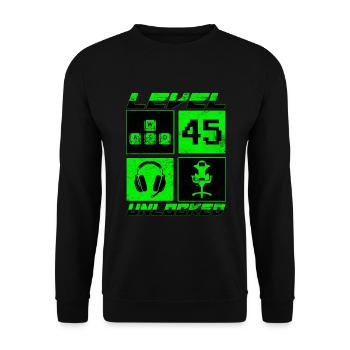 Niveau 45 Débloqué Cadeau d’anniversaire 45 ans - Sweat-shirt Unisexe - noir - Devant - Alina (178cm) & Michal (187cm)