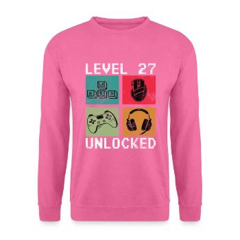 Level 27 Unlocked Funny Video Game Maker 27. - Unisex Sweatshirt - pink - Front