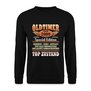 Jahrgang 2000 - Jahr 2000 Geburtstagsgeschenk 2000 - Unisex Pullover - Schwarz - Vorne - Alina (178cm) & Michal (187cm)