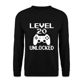 20th Birthday Gamer Gamer Level 20 Unlocked - Unisex Sweatshirt - black - Front - Alina (178cm) & Michal (187cm)