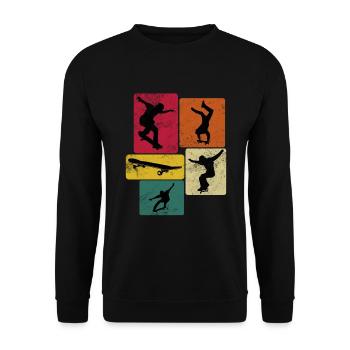 Skate Retro Vintage Skater Skatebord Skatebording - Unisex Pullover - Schwarz - Vorne - Alina (178cm) & Michal (187cm)