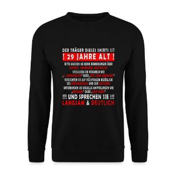 29 Geburtstag 29 Jahre Mann 29 jahre legende 29 - Unisex Pullover - Schwarz - Vorne - Alina (178cm) & Michal (187cm)