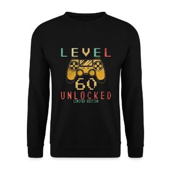 Niveau 60 Cadeau d’anniversaire débloqué 60 - Sweat-shirt Unisexe - noir - Devant - Alina (178cm) & Michal (187cm)