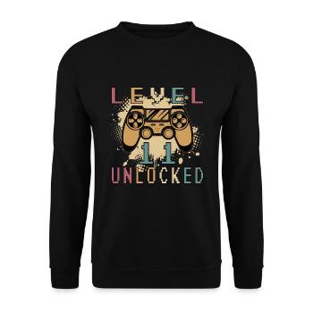 Cadeau d’anniversaire de jeu débloqué de niveau 11 ans - Sweat-shirt Unisexe - noir - Devant - Alina (178cm) & Michal (187cm)