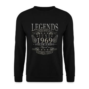 55e anniversaire 55 ans juin 1969 - Sweat-shirt Unisexe - noir - Devant - Alina (178cm) & Michal (187cm)
