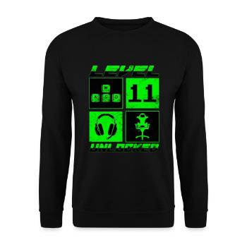 Level 11 Unlocked 11 Years Birthday Gift - Unisex Sweatshirt - black - Front - Alina (178cm) & Michal (187cm)