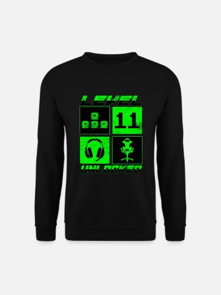 Level 11 Unlocked 11 Jahre Geburtstag Geschenk - Unisex Pullover - Schwarz