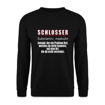 Schlosser - Schlosser Definition - Unisex Pullover - Schwarz - Vorne - Alina (178cm) & Michal (187cm)