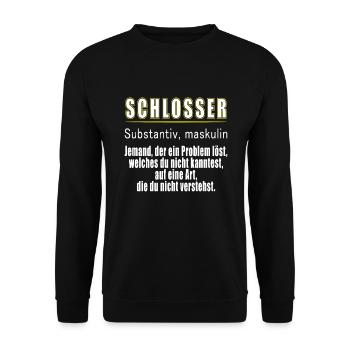 Schlosser Definition Lustig Spruch Männer Beruf - Unisex Pullover - Schwarz - Vorne - Alina (178cm) & Michal (187cm)