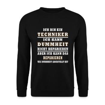 Techniker Dummheit Humor Handwerker - Unisex Pullover - Schwarz - Vorne - Alina (178cm) & Michal (187cm)