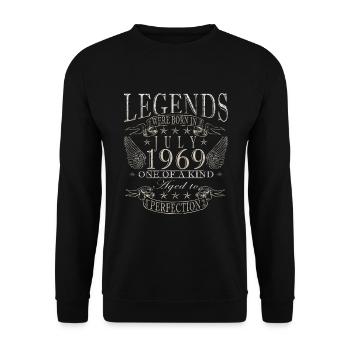 55e anniversaire 55 ans juillet 1969 - Sweat-shirt Unisexe - noir - Devant - Alina (178cm) & Michal (187cm)