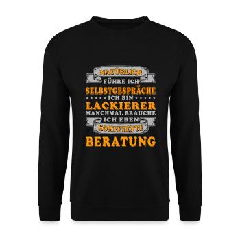 LACKIERER - KOMPETENTE BERATUNG - Unisex Pullover - Schwarz - Vorne - Alina (178cm) & Michal (187cm)