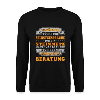 Steinmetz Selbstgespräche Steinhauer - Unisex Pullover - Schwarz - Vorne - Alina (178cm) & Michal (187cm)