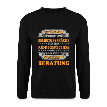Mechaniker Kompetente Beratung KFZ Mechatroniker - Unisex Pullover - Schwarz - Vorne - Alina (178cm) & Michal (187cm)