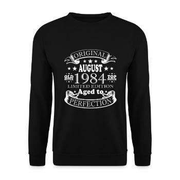 Août 1984 Anniversaire en Août 1984 Millésime 1984 - Sweat-shirt Unisexe - noir - Devant - Alina (178cm) & Michal (187cm)