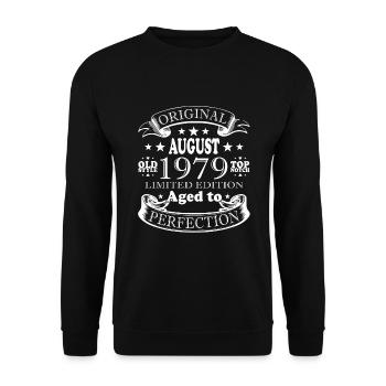 Août 1979 Cadeau d’anniversaire Août 1979 Août - Sweat-shirt Unisexe - noir - Devant - Alina (178cm) & Michal (187cm)
