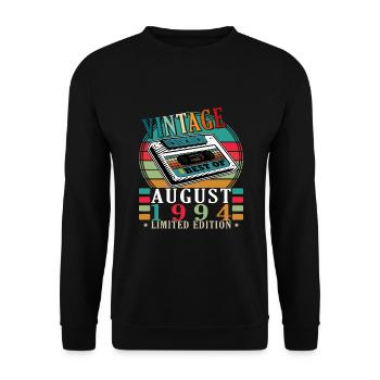 Août 1994 Anniversaire en Août 1994 Millésime 1994 - Sweat-shirt Unisexe - noir - Devant - Alina (178cm) & Michal (187cm)