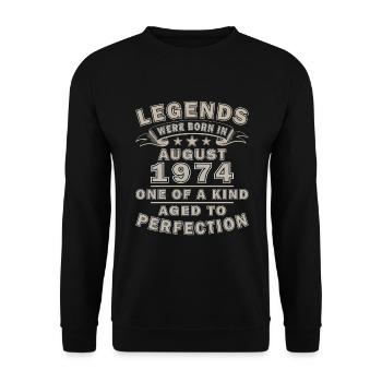 50e anniversaire Original août 1974 Né en 1974 - Sweat-shirt Unisexe - noir - Devant - Alina (178cm) & Michal (187cm)
