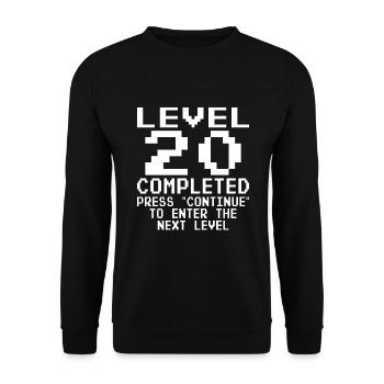 Level 20 Unlocked Completed 20th Gamer Birthday - Unisex Sweatshirt - black - Front - Alina (178cm) & Michal (187cm)
